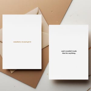 De alguna manera, lo conseguimos: tarjeta minimalista, tarjeta de felicitación de conexión profunda, tarjeta para pareja, tarjeta para amigo, recuerdo dorado, tarjeta para mejor amigo