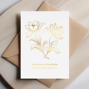 Today Is a Really Good Start - Personalisierte Hochzeitskarte, benutzerdefinierte Namen, minimalistischer goldener Gruß für Paare, elegante Karte, persönliche Wünsche