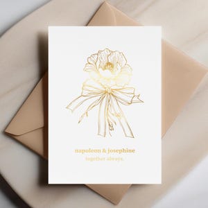 Together Always - Carte de mariage personnalisée, carte de nom personnalisée minimaliste, carte de visite dorée élégante pour couple, souvenir doré de mariage d'invité
