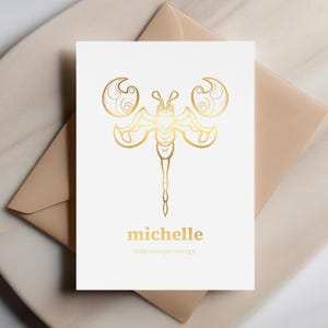 Tarjeta personalizada del zodiaco Escorpio: regalo astrológico dorado con nombre personalizado, tarjeta de felicitación celestial con intensas vibraciones de Escorpio, deseos personales
