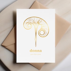 Cartão personalizado do zodíaco de Libra - presente astrológico com nome personalizado, saudação celestial dourada, design minimalista com brilho puro de Libra, saudação dourada
