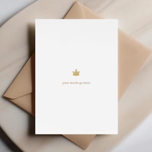 Bladpictogram - gepersonaliseerde gouden kaart, minimalistische groet, je eigen tekst, aangepaste omslagkaart, persoonlijke wensen binnenin, goudfoliegroet