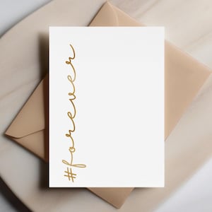 Per sempre - Amore infinito, biglietto minimalista, biglietto d'auguri dorato, hashtag d'amore #per sempre, regalo di anniversario, graziosa lettera d'amore, messaggio personalizzabile