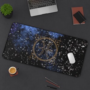 Astrology Zodiac Pisces Desk Mat, Cosmic Desk Decor, Home Office Accessory, Gift for Astrology Lovers, Zodiac Mat