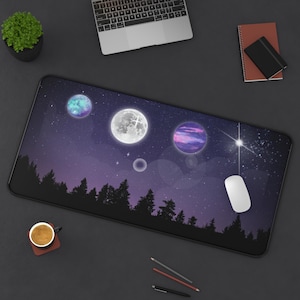 Galactic Desk Mat - Cosmic Universe Office Decor, Space Themed Mouse Pad, Starry Night Design, Unique Gaming Desk Mat, Gift for Astronomers