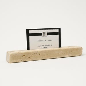 Travertine Stone Card Holder: Tabletop Sign, Menu Display, Wending Decor