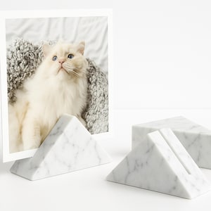 Handmade Marble Photo Holder Set: Minimalist Desk Decor, Pet Photos