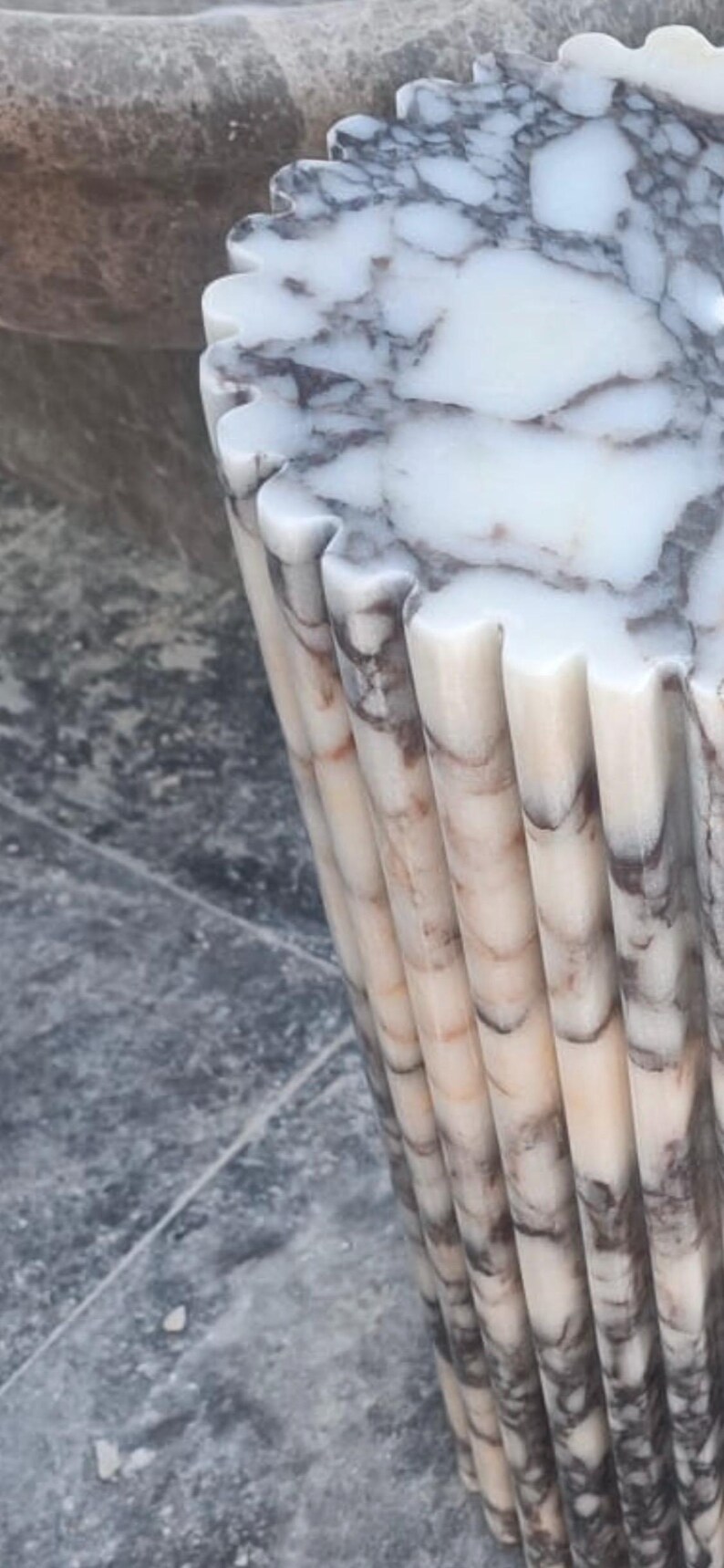 Roma Ancient Colosseum Violet Marble Side Table – Roma Style Fluted Cylinder Nightstand image 15