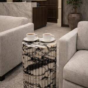Roma Ancient Colosseum Violet Marble Side Table – Roma Style Fluted Cylinder Nightstand image 4