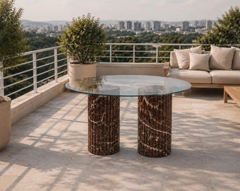 Handmade Red Viola Marble Plinth: Cube Side Table