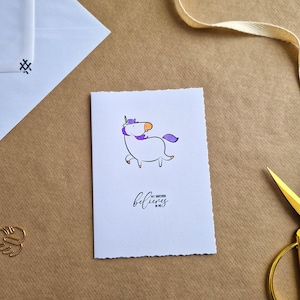 Grußkarte - My unicorn believes in me - Magische Grußkarte für Selbstvertrauen und gute Laune