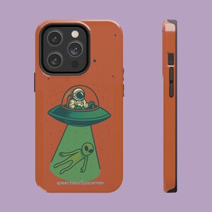 Funda para iPhone de Alienheist / Arte de abducción ovni de astronauta / Hombre espacial sin palabras