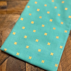 Cotton + Steel by Rashida Coleman Hale - Steel Basics - XOXO Metallic X - Turquoise - HALF YARD