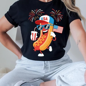 Patriotic Hot Dog PNG | 4th of July Clipart | Funny USA Food Sublimation Design