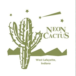 Neon Cactus Bar Art Print: West Lafayette, Indiana - Purple Cactus Silhouette (PDF Download 8x10)