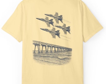 T-shirt de plage Blue Angels Pensacola : t-shirt vintage bleu marine aviation graphique