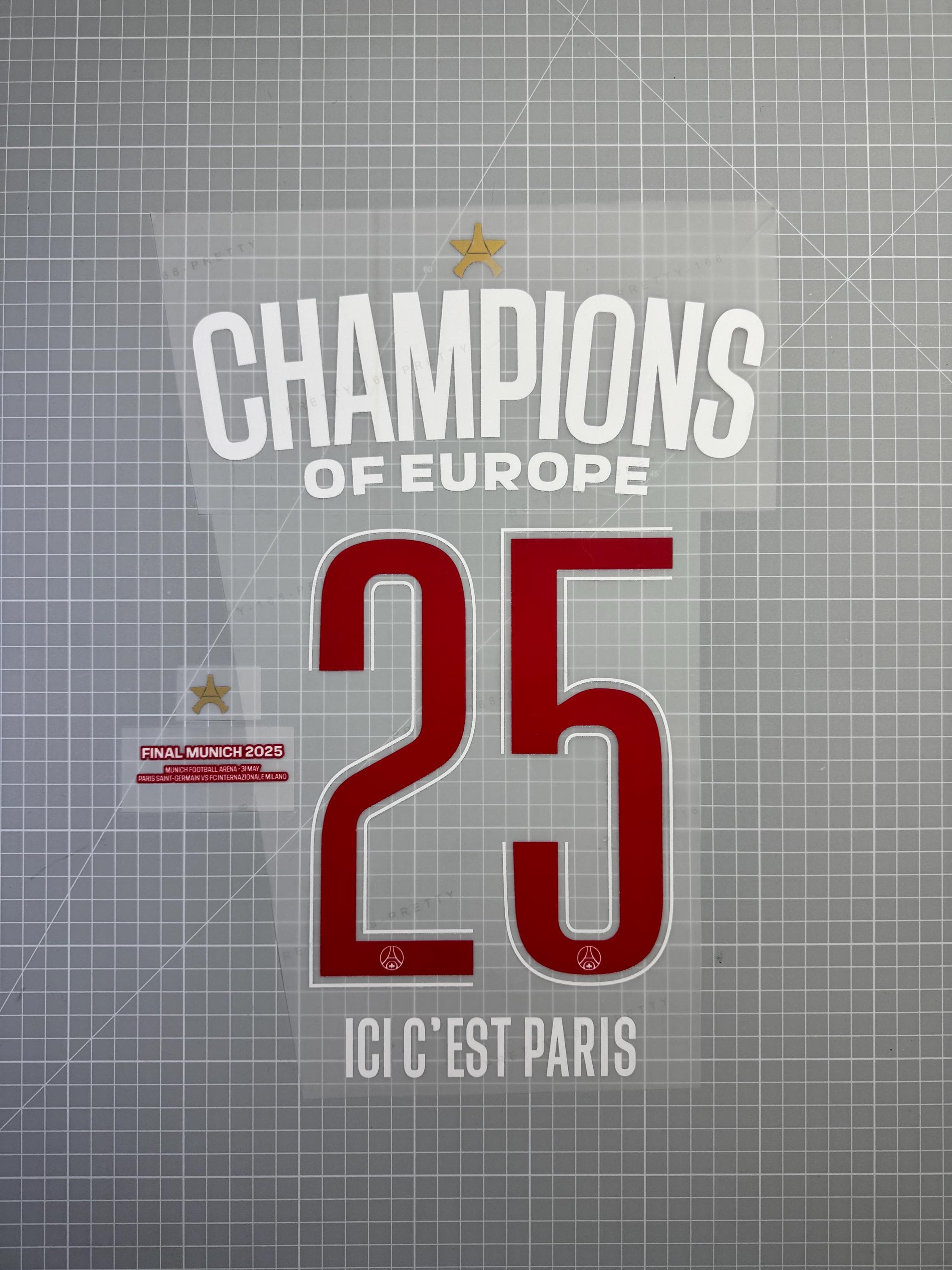 Flocage PSG Officiel 2026 LDC Doué Adulte - Nom Et Numéro UCL - Sans Maillot