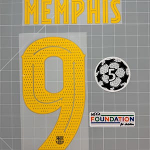 Flocage nameset MEMPHIS #9 FC Barcelone 2021/22 Third + Starball Ucl ×5 + UEFA Foundation