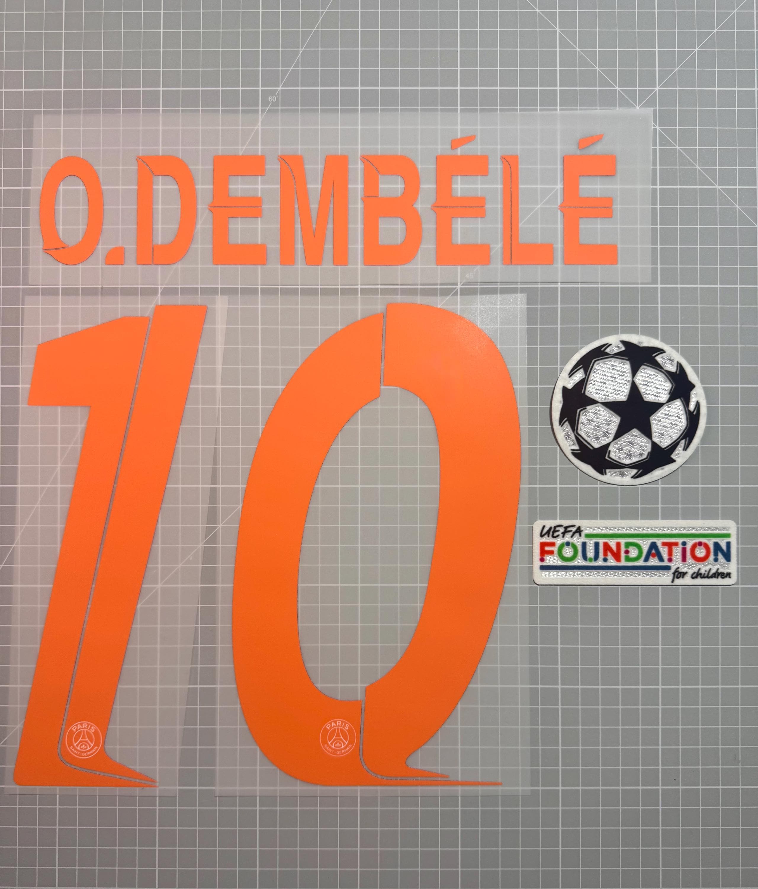 Flocage Dembélé #10 PSG Ligue Des Champions 2024/25 - Patch UEFA 10 Ans + Finale