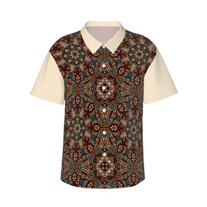 Boho Hawaiian Shirt for Men – Retro Vintage Short Sleeve Button Down Beach Shirt, Summer Festival Casual Top