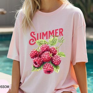 Summer Raspberries Graphic Shirt, Vintage Raspberry T-Shirt, Fruit T-hirt, Y2K Cute Style TShirt, Summer Tank Top, Cottagecore Aesthetic