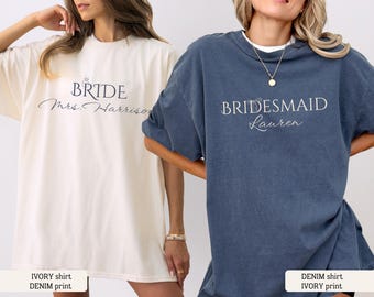 Comfort Colors® Custom Bride Bridesmaid Shirt, Briedsmaid Proposal Gift, Bridal Party T-shirt, Bach Party Shirt, Personalized Bride Tshirt