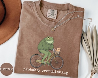 T-shirt met grappige kleuren en grappige kikker: T-shirt voor angsthumor Geestelijke gezondheid