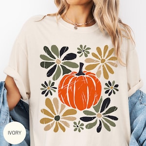 Comfort Colors Floral Pumpkin Shirt, Pumpkin Fall Shirt, Pumpkin Patch Shirt, Boho Pumpkin Shirt, Vintage Fall Shirt, Thanksgiving Gift