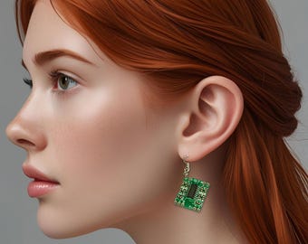 Electronic PCB Earrings - Cyberpunk Steampunk Model "Quadraphonic" One Pair
