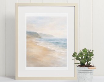 Soft Coastal Shoreline Atmospheric Beach Art Print | Instant Digital Download