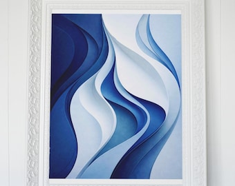 Modern Layered Abstract Wall Art Print | Blue Tones