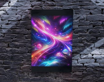 Electric Palms Wall Art | Neon Tropical Wall Art Decor
