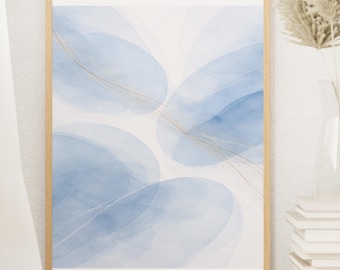 Hemelsblauw drift | Zachtblauwe minimale abstracte muurkunst | Modern neutraal interieur