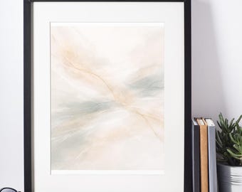 Soft Horizon Flow - Art mural abstrait neutre minimal (téléchargement numérique instantané)