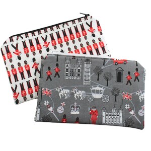 Estuche para lápices London, 5 x 8, tamaño perfecto para bolígrafos, lápices, cables, productos femeninos, iPhone, cosméticos, estuche con cremallera, bolsa con cremallera, gris, rojo