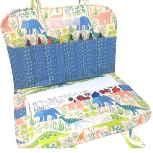 Dinosaur-Themed Kids Travel Activity Kit: Crayon Holder, Craft Supplies & Games for Children on the Go