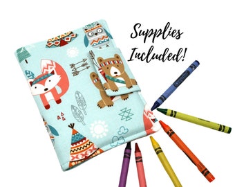 Woodland Wallet Kids Coloring Toddler Crafts Art Set Coloring Kit Travel Toy Crayon Wallet Holder Case Carrier Gift For Kids Wallet For Kids