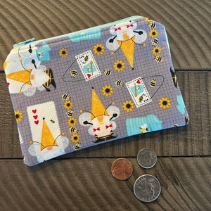 Monedero con cremallera de gnomo, monedero de abeja, pequeño estuche de tela, tarjetero, pequeño estuche con cremallera, monedero con cremallera, estuche para auriculares
