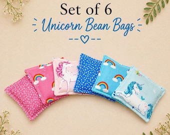 Unicorn Toy for Kids Travel Activity and Bean Bag Toss Game Set of 6