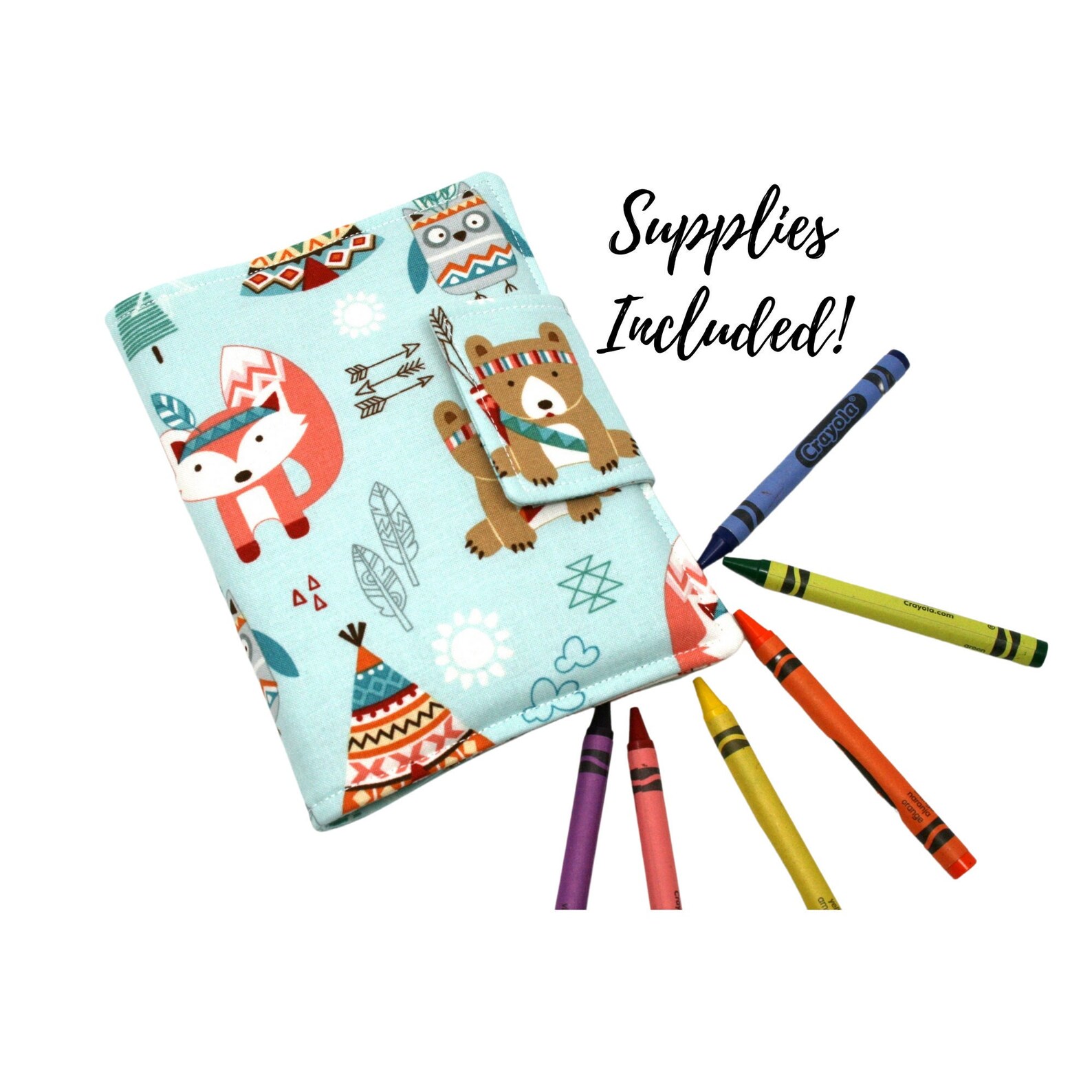 Woodland Wallet Crayon Holder Coloring Wallet Fabric Etsy