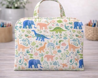 Dinosaur Travel Activity Kit for Kids, Toddler Busy Bag, Road Trip Toy, Coloring Kit, Quiet Book Alternative, Restaurant Activity