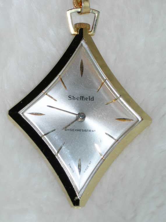 Vintage Pendant Watch Large Sheffield Necklace - Swiss Made Pendant Watches Vintage Pendant Watch Large Sheffield Necklace - Swiss Made Pendant Watches
