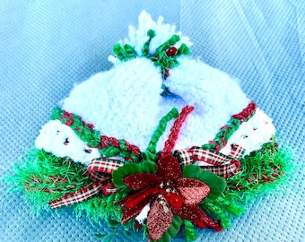 CHRiSTMAS  hand knit HAT and SCARF Set and Sport Style Cowl - Let it Snow Holly, Pointsetia, ribbons