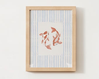 Koivissen muurprint, minimalistische koivissen print, zen decor, koivissen illustratie, moderne koivissen poster, koivissen digitale kunst