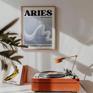 Zodiac Aries Print, Funky Wall Art, Zodiac Poster, Zodiac Gift, Trendy Aries Wall Art, Zodiac Sign Print, Digital Download