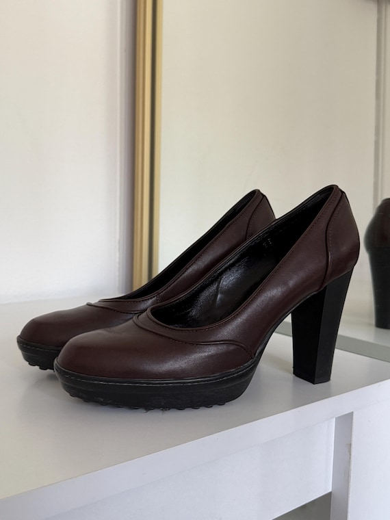 women's brown business shoes with thick heels Tods Womens 38 size, Made  in Italy