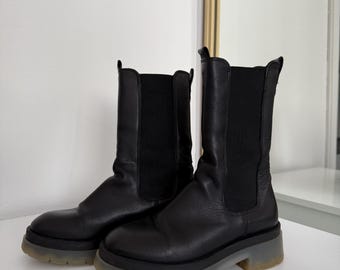black leather autumn chelsea boots Marc O'polo