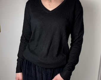 Lightweight Black Sweater – Women’s Silk Cashmere Blend Top