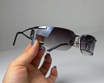 小物 00s Versace archive sunglasses y2k GV Versace Y2K Vintage Wrap Around Visor Shield Sunglasses Model 2034
