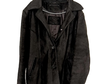 black vintage leather jacket / coat